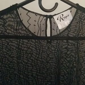 Reggio black sheer beaded evening blouse